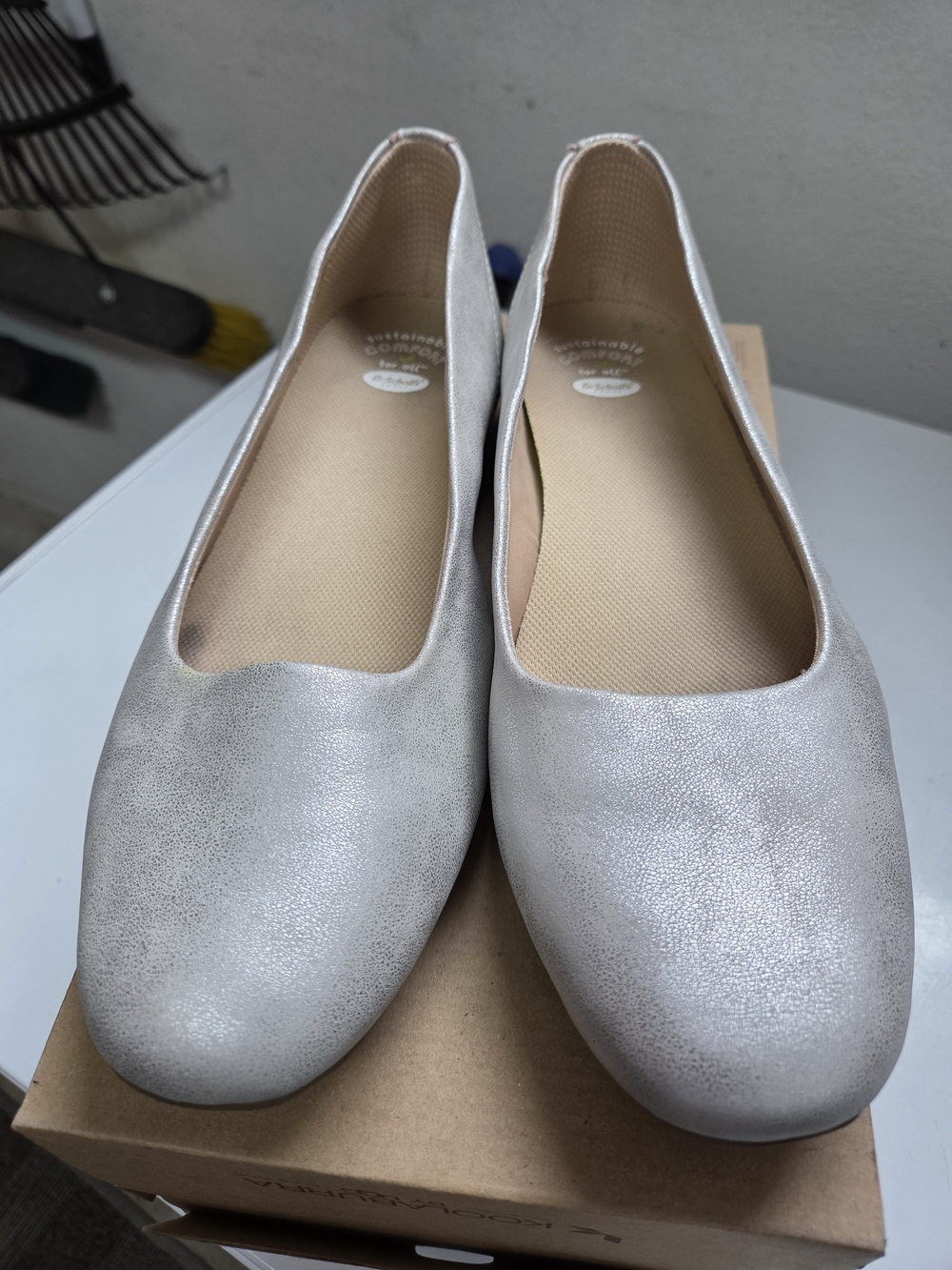 Dr. Scholl's Metallic Silver Slip-On Ballet Flats